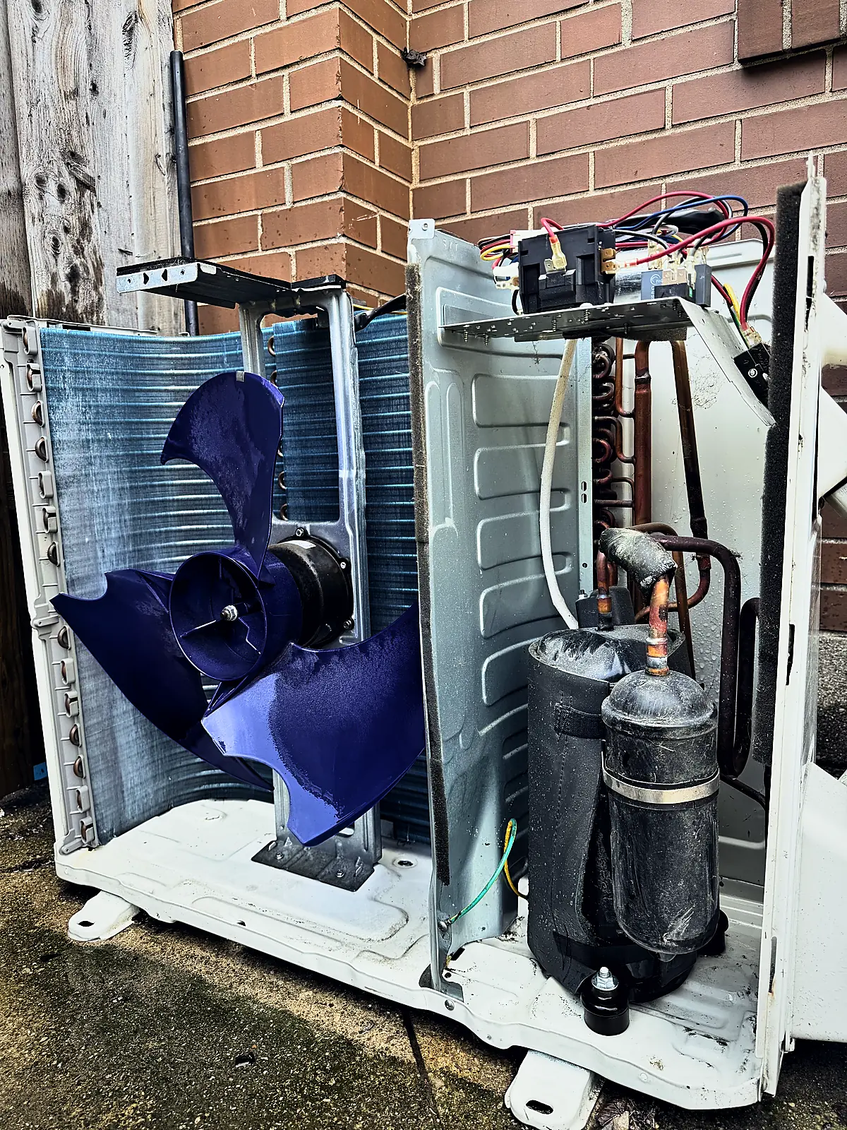 Outdoor unit opened for repair