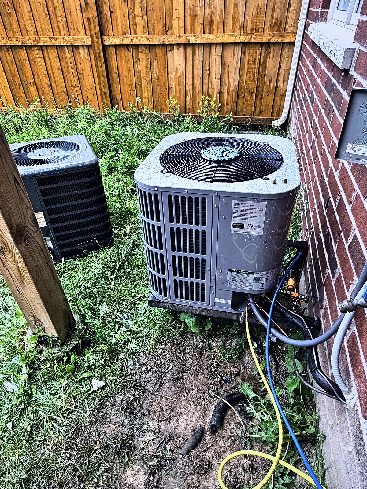 AC condensers in a side yard