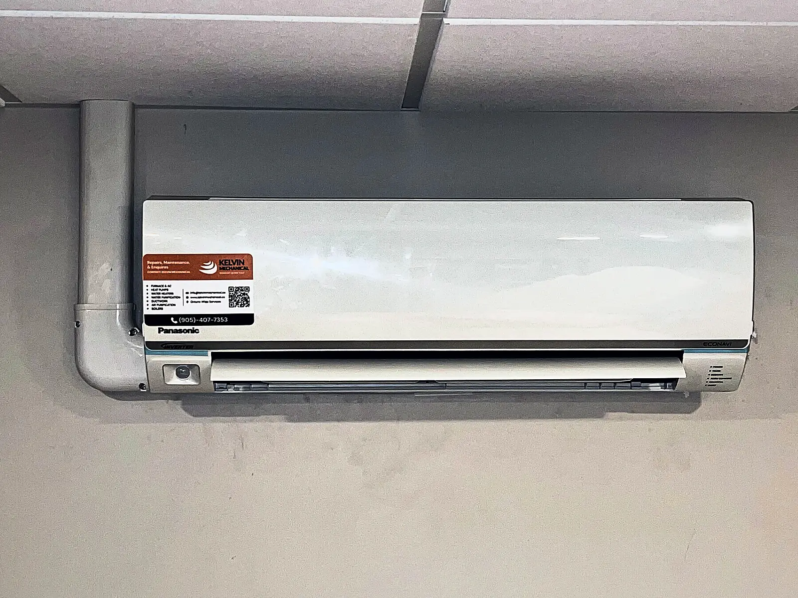 Ductless head on a wall
