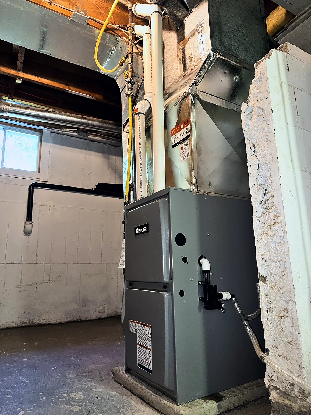 Furnace replacement in a basement
