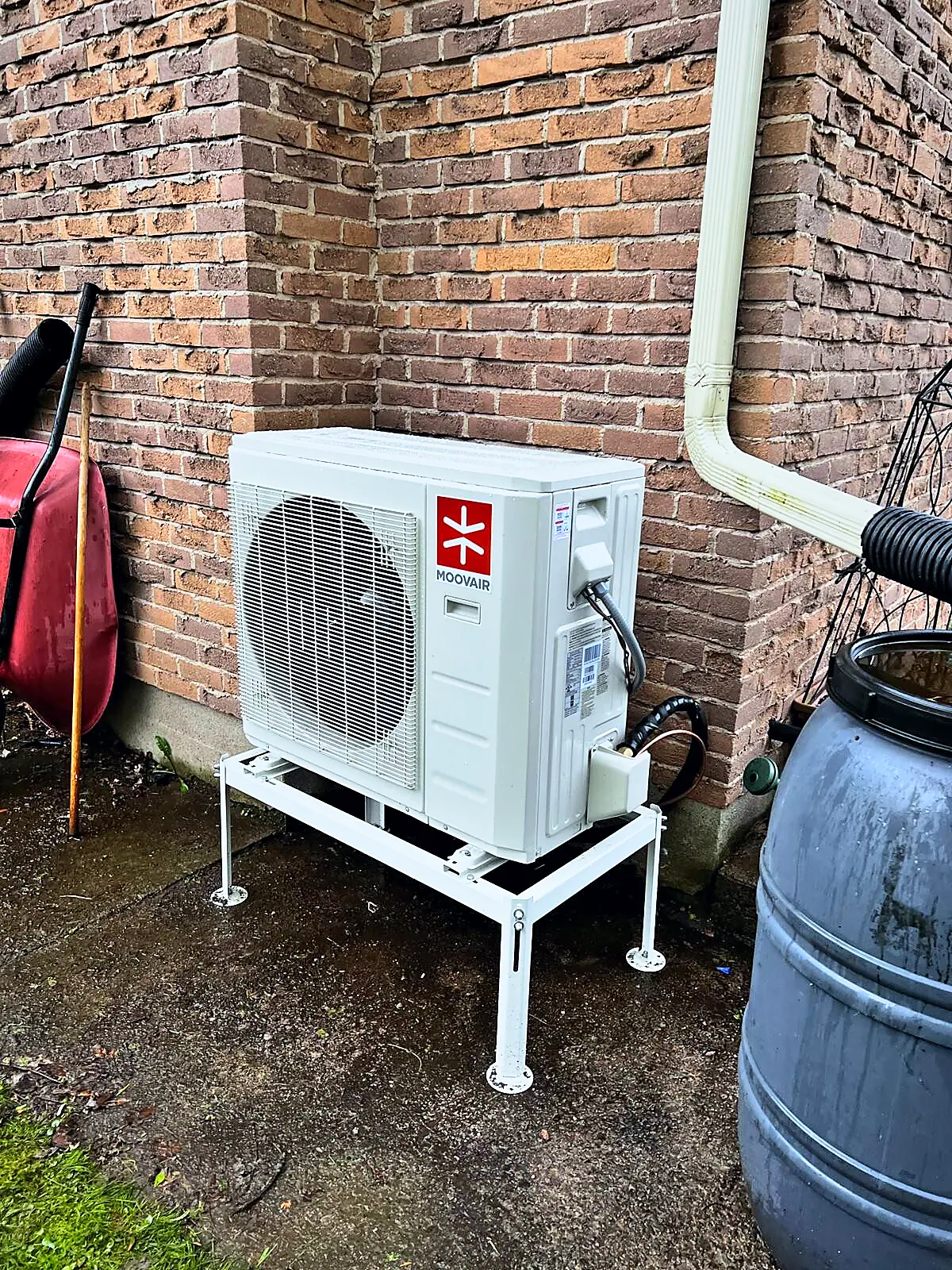 Heat pump at a brick home