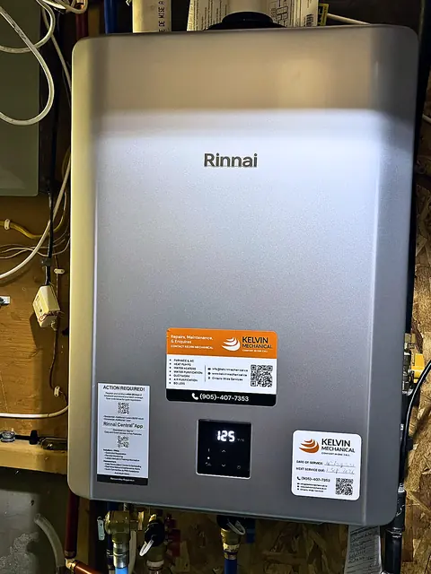 Wall-hung tankless water heater installed